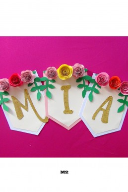 Molde de Banderines con Flores para descargar Gratis