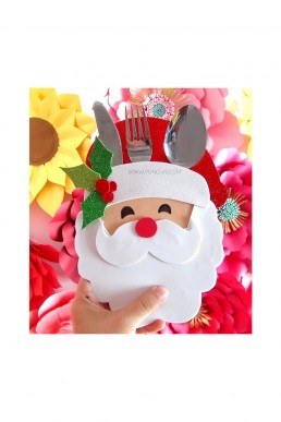 Moldes de Porta Cubiertos de Navidad de Santa descargar gratis en pdf