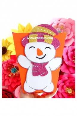 Moldes de Caja con Muñeco de Nieve para descargar Gratis en pdf