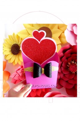 Moldes de Caja con Lazo y Corazones para Descargar Gratis en Pdf