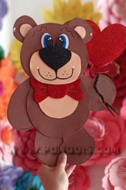 Moldes de Oso Adorable con Corazón para Descargar en PDF