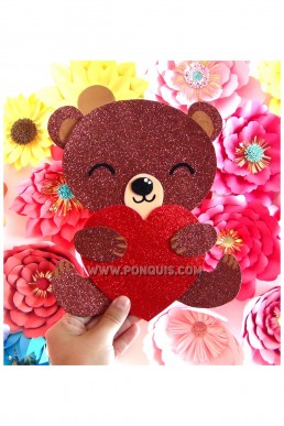 Moldes de Oso con Corazón para San Valentín Descarga Gratuita en PDF