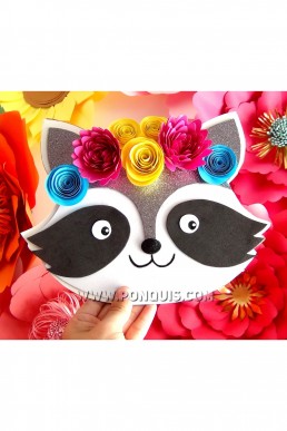 Moldes de Mapache con Flores en espiral para Descargar Gratis en PDF