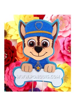 Moldes para Descargar Gratis Topper Decorativo de Chase Paw Patrol en PDF