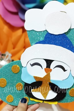 Moldes para realizar Bota decorativa de Navidad con Pinguino