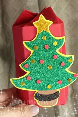 Moldes para realizar Cajitas de regalo de papel y foami con Arbolito de Navidad