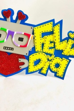 Moldes para realizar Pin Feliz dìa Robot descarga Gratis en formato pdf para uso personal