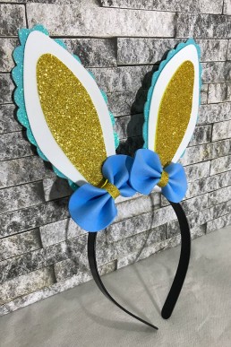 Moldes para realizar orejas de conejo con lazos para decorar diadema de Pascua en pdf