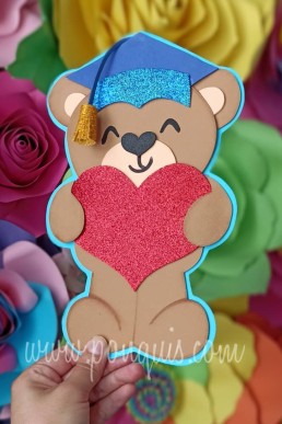 Moldes para realizar pin o topper de Oso Graduado descarga Gratis en pdf