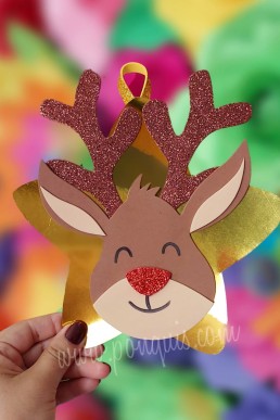 Moldes para realizar Estre decorativa con Reno de Navidad Moldes Gratis en PDF