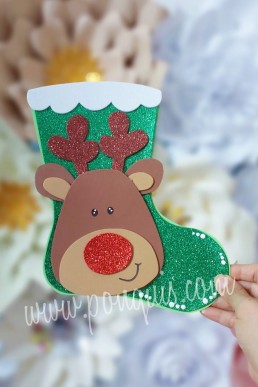 Moldes para realizar Bota de navidad con Aplque de Reno Descarga Gratis en PDF