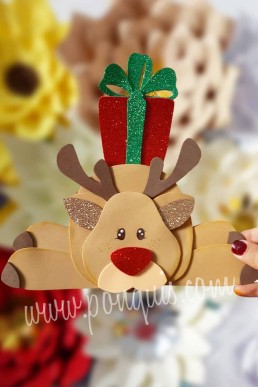 Moldes para realizar Reno de navidad CON REGALITO descarga Gratis en PDF
