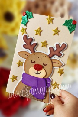 Moldes para realizar Tajeta de Navidad con Reno decorativo Descarga Gratis en PDF