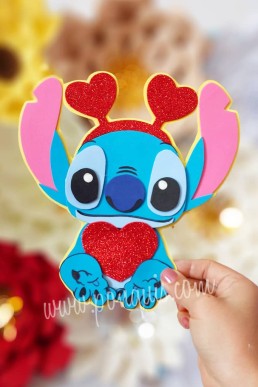 Moldes para hacer topper de Stitch para San valentin Descarga Gratis en PDF