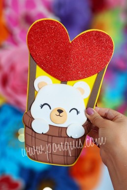Moldes para realizar Aplique decorativo de San Valentin Oso con globo de Corazon Descarga Gratis en PDF
