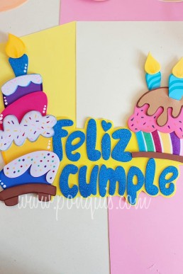 Moldes para hacer Letrero Feliz Cumple con aplique de pastel Descarga gratis en PDF