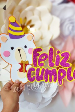 Moldes para hacer aplique Feliz Cumple con osito Descarga Gratis en PDF