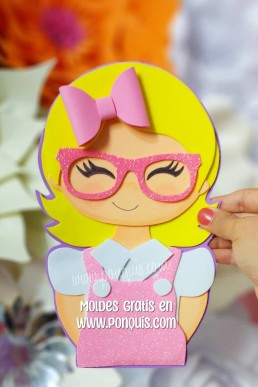 Moldes para realizar apliques decorativos de chica con lentes Descarga gratis en PDF