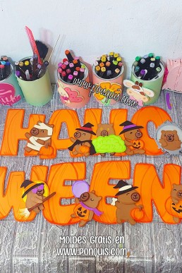 Moldes para hacer letrero de halloween capibara