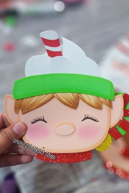 Moldes para hacer taza decorativa de Navidad Duende Descarga en PDF