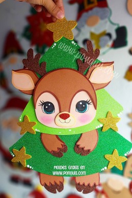 Moldes para hacer lindo Reno Arbolito de Navidad