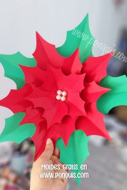 Moldes para hacer Flor de papeñl de Navidad Descarga Gratis en PDF