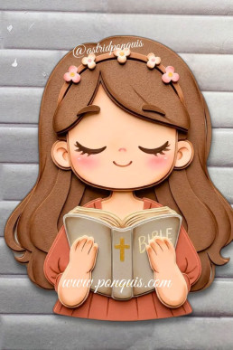 Moldes para hacer aplique de niña con Biblia