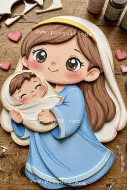 Moldes para hacer linda Virgen Maria con Niño Dios