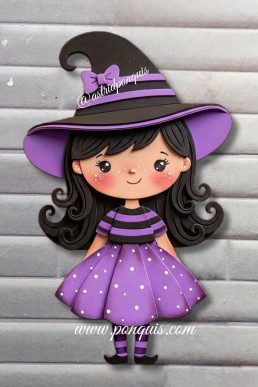 Moldes para hacer apliwues de Halloween Brujita decorativa