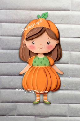Moldes para hacer apliques de Halloween Niña calabaza