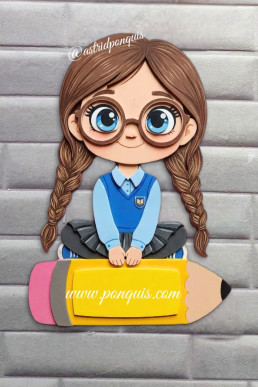 Moldes para hacer Manualidades escolares Niña con lapiz