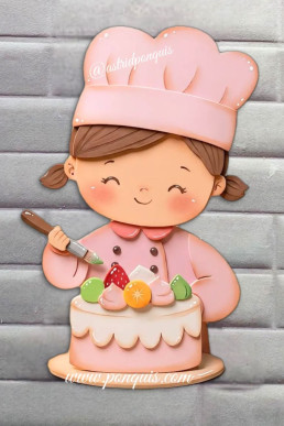Moldes para hacer Aplique de niña Chef Pastelera Descarga Gratis en PDF
