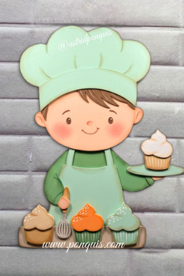 Moldes para hacer Manualidades Niño Chef pastelero