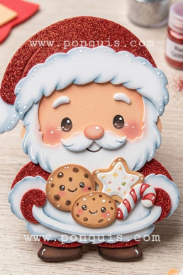 Moldes o plantillas para hacer Manualidades con foami de Santa Claus con Galletas
