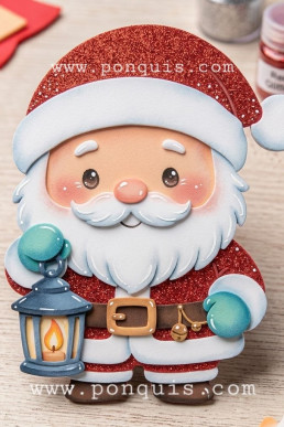 Moldes o Plantillas para hacer apliques de Santa Claus con Farol