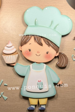 Moldes para hacer Apliques de Niña chef con Cupcake