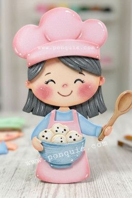 Moldes Gratis Manualidades con fomi Niña Chef