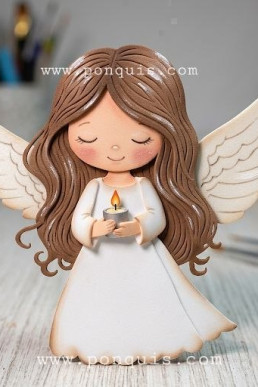 Moldes para hacer Manualidades Navideñas Angel con velita