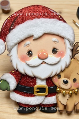 Moldes para hacer apliques de Santa Claus con renito Descarga Gratis en PDF