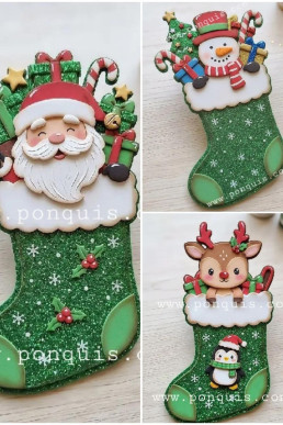 Moldes para hacer 3 botas navideñas de foami