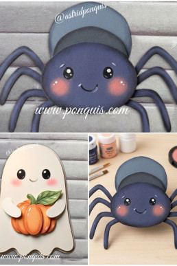 Moldes para hacer Manualidades de Halloween Fantasmita y araña Descarga Gratis en PDF