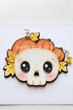 Moldes para hacer aplique de halloween Craneo con calabazas